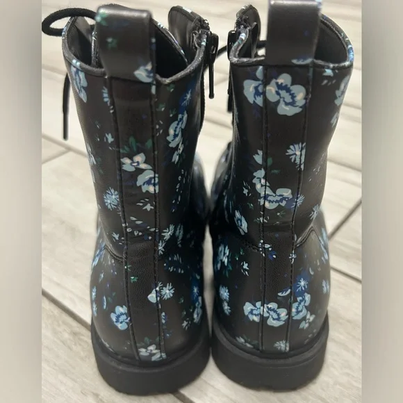 L&D Girls’ Black Floral Winter Boots – Size 4 Youth - Picture 5 of 8